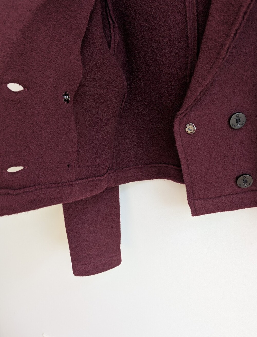 Diesel 100% Wool Dark Deep Red Cropped Double Breasted Jacket Small - Picture 7 of 16
